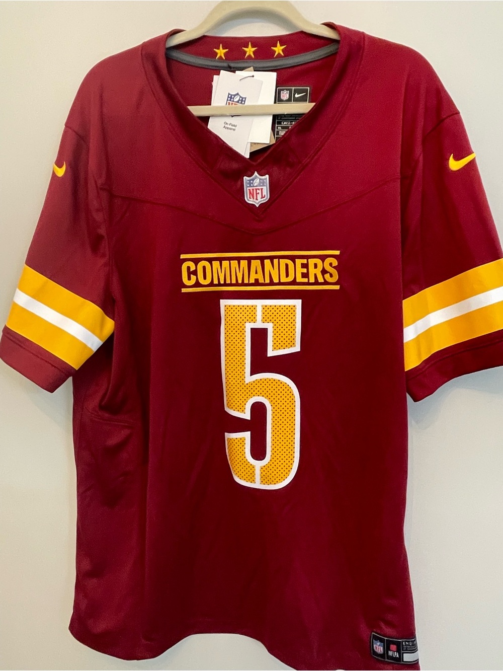 Nike Kids Burgundy Commanders Jersey with Gold & White Accents #5